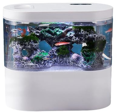 Mini Aquarium 4 litres, Petit Aquarium avec lumière Bleue et Pompe à Eau adapté pour être posé sur la Table