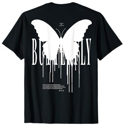 Backprint Streetwear Hip Hop Vintage Butterfly Schmetterling T-Shirt