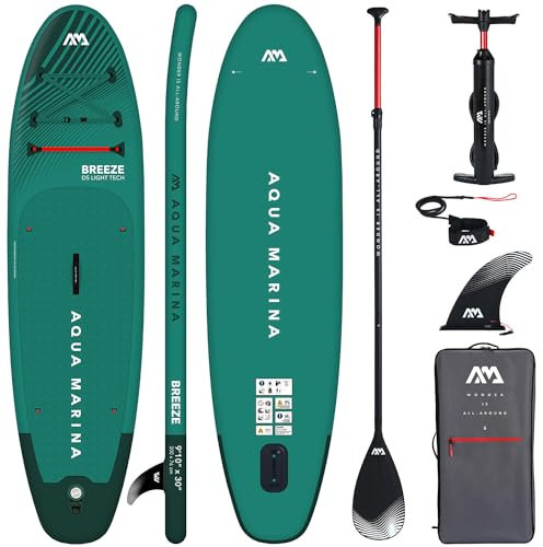 Campsup SUP Aqua Marina Breeze 9'10 Aufblasbares Stand Up Paddle Board | 300 x 76 x 12 cm | Surfboard für Einsteiger & Fortgeschrittene mit zubehör | Tragkraft bis 100 Kg