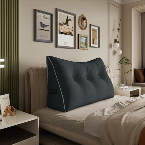 Rucener Großen Rückenkissen Dreieckigen Kissen Sofakissen HohenKopfteil Kopfkissen HohenKopfteil Rückenlehne für Bett Perfekt AlsKissen Zum Fernsehen und Lesen Gibt Es in Vielen Elegant Grau 100CM
