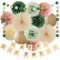 Geburtstag Deko Salbeigrün Rosa Beige Happy Birthday Papier Girlande Olivgrün Rosa Seidenpapier Pompoms für Frauen Mädchen Neutral Geburtstag Party Deko