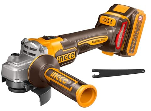 INGCO Meuleuse d'angle Sans Fil 20V (Produit Seul) Moteur Sans Balais, Ø115mm, M14, Variateur de Vitesse, 9000 tr/min, de Coupe pour Meuler et Polir, Couper CAGLI21154