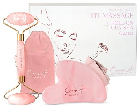 Kit Gua Sha Visage & Roller | Pierre De Quartz Rose | Massage Anti Ride & Drainage Lymphatique | Lifting Double Menton | Guasha Maderotherapie | Affiner Face Shaper [OanovA]