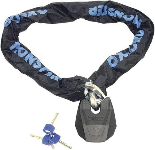 Oxford Monster XL Motorcycle Security Chain Lock - 1.5m Heavy Duty Anti-Theft Bike Chain for Motorbike Security, Electric Scooter, and Bike Accessories with 16mm Steel Shackle Padlock, SBD Approved