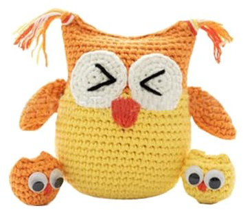 Häkelpaket Für Anfänger - Häkelstrick-Set, Kleine Eule Handstrickpackung | Niedliches Tierkopf-Anfänger-Häkelset Mit Easy Peasy-Garn, Häkel-Diiy-Geschenk Mit Schritt-Für-Schritt-Anleitung