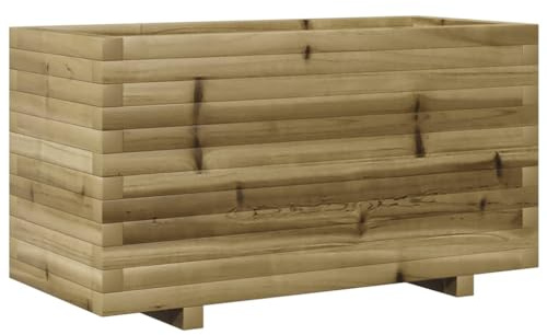 vidaXL Pflanzkübel, Blumenkübel mit Holzrahmen, Blumenkasten für Terrasse Garten, Pflanzkasten Hochbeet Pflanzgefäß, Kiefernholz Imprägniert