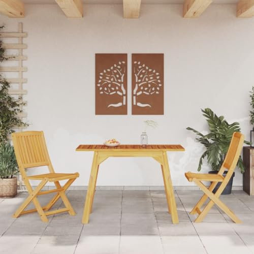 Buzaza 3-TLG. Garten-Essgruppe GartenmöBel Set Gartenset Tisch Und StüHle Garten Essgruppe Lounge Set Massivholz Akazie