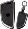 TECART Smart Schlüsselgehäuse Leder Passt für BMW 1er 2er 3er 7er F45 F34 F32 F11 F18 F12 F04 G11 X3 F25 X4 F87 Schutzhülle Schlüsselcover Zubehör Auto Schlüssel Schlüsselanhänger 4 Tasten Schwarz B