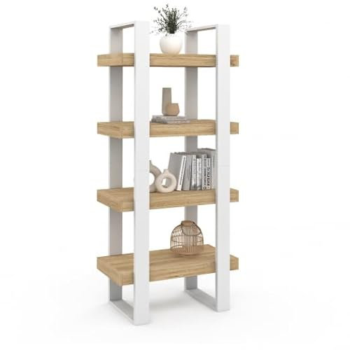 IDMarket - Etagère 4 Niveaux Phoenix Bois et Blanc