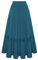 Damen Maxi Rock Frühling Sommer Hohe Taille mit Rüschensaum A Linie Rock Dunkelblau L