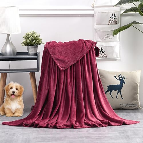 GAIFNAG Classic Gewichtsdecke, Kuscheldecke 100 x 150 cm Verschiedenen Größen Und Farben Erhältlich Warm Sherpa Sofaüberwurf Decke für Bett Sofa Schlafzimmer Büro Home, Weinrot
