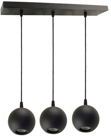 ENOVALITE Pendelleuchte GLOBE, 3-flammig, GU10 Fassung, aus Metall, Ø10cm, matt schwarz - Hängelampe Deckenleuchte Kugel Spot Küche Esszimmer