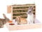 MUALROUS 3 in 1 Großer Kaninchen Heu Feeder mit Katzentoilette Holz Futterautomat aus Holz mit 2 Näpfen Hase Toilette für Kaninchen Meerschweinchen Chinchilla Hase Andere Kleintiere