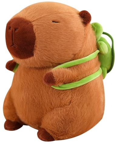 KUKUShining Süßes Capybara Plüschtier, Realistisch Weich Mit Schildkröten Rucksack Kuscheltier Heimdekoration Geschenk for Jungen Und Mädchen Kinder Weihnachten Ostern Geburtstag(33cm/12.9in)