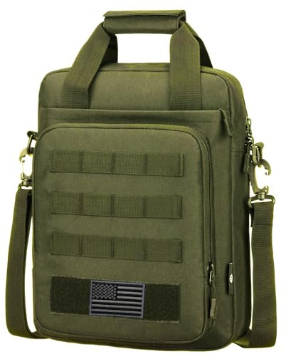 ZHIERNA Taktische Kuriertasche, taktische Aktentasche, Laptoptasche, strapazierfähig, MOLLE-Schultertasche, Handtasche für Herren (Patch im Lieferumfang enthalten), Grün (Army Green), 10.6 x 5.1 x