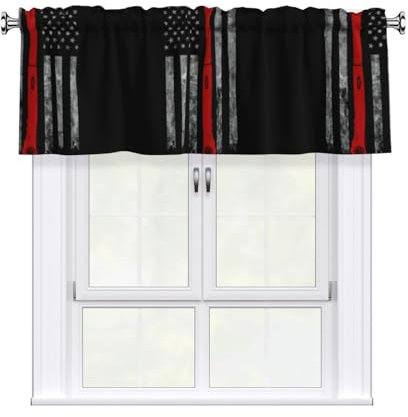 DEXNEL Vorhang mit Feuerwehr-Axt-Flagge, für Zuhause, Fensterdekoration für Wohnzimmer, 137,2 x 45,7 cm