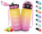 HoneyHolly Gourde Enfant 500 Ml, sans BPA, Gourde Sport, Gourde avec Paille, Anti-fuite, Bouteille d'eau Motivante avec Marqueur de Temps, Gourde Graduée, Bouteille pour Gymnase, École, Cyclisme