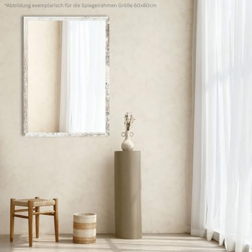 Infantasie Claudia Wandspiegel mit Rahmen nach Maß 30x60 cm, Vintage Weiss | Echtglas, MDF-Profilleiste 30 mm foliert, HDF-Rückwand, Aufhängung horizontal/vertikal, handgefertigt, für Flur & Garderobe