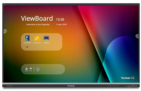 ViewSonic IFP6551 65 Inch 4K ViewBoard Interactive Smart Board with Integrated Education Software, Android 14, Google EDLA, 50-Point Touch, Built-in Microphone, HDMI, VGA, USB Hub, and USB C Inputs