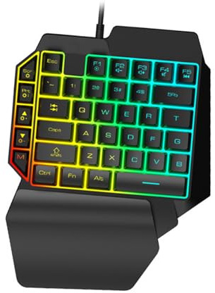 NUOBESTY Left Hand Mechanical Gaming Keyboard Black USB Wired 39 Keys | Plastic Body, 1.5m Cable, Backlight Feature, Compact Portable Layout, for Games and Phone Use