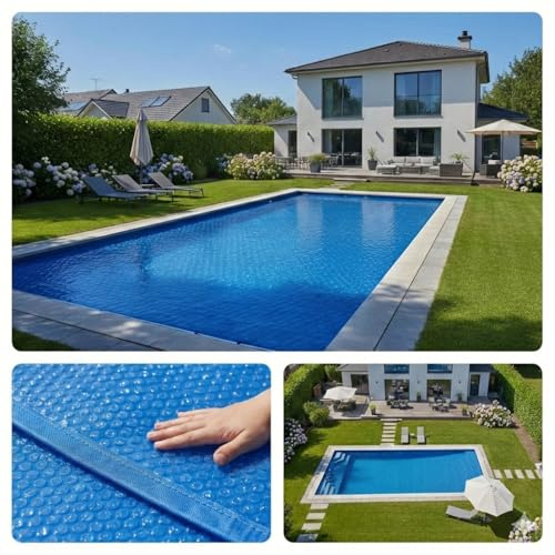 EDG by AQUALUX INTERNATIONAL - Lona solar (1000 x 500 cm, rectangular, con borde perimetral, 500 Microns, azul, cubierta de piscina, 10 x 5 m, polietileno a burbujas, EDG Premium