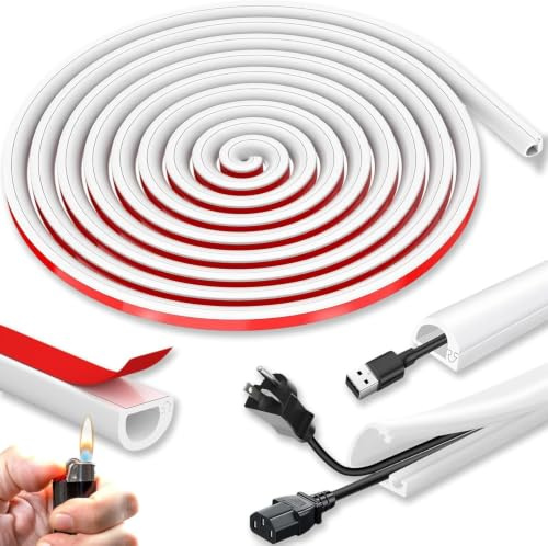 Tarqite Cable Trunking Self Adhesive for Electric Cables (White) | Side Open Design, No Drilling, Flexible Silicone, for Wall Floor TV Wire Hider