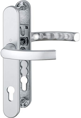 HOPPE 3760911 Poignée de porte LIÈGE sur plaque étroite, épaisseur de porte 67-72, argent anodisé