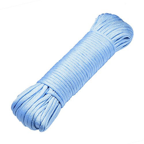DonDon 30 Meter langes Stoffband Nylon-Schnur Paracord-Seil Survival Band zum Basteln und für Outdoor Camping Aktivitäten 4 mm - 7 Stränge hellblau