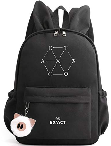 EXO Casual Rucksack Süße Hasenohren Schultaschen für Jungen Mädchen Chen Sehun Suho Baekhyun Chanyeol Xiumin D.O Camping Wanderrucksack Daypacks