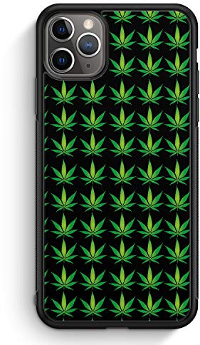 Weed Gras Marihuana Muster Schwarz - Silikon Hülle für iPhone 11 Pro - Motiv Design Spruch Lustig Cool Witzig - Cover Handyhülle Schutzhülle Case Schale