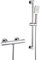 Barre de Douche 65 cm de ELBE en acciaio inox, avec Mitigeur Thermostatique Douche, pommeau de douche multifonctionnelle, Tuyau en acier inoxydable 1,5m