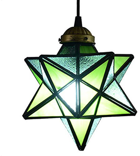 AIBOTY Tiffany-Art-Anhänger-Licht 8-Zoll-Mini Einfachheit Buntglas-Stern Kreativität Schatten E27 110V-240V Hanging Licht Leuchte für Corridor Restaurant,Grün