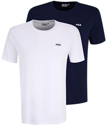 FILA Herren Brod Thee/Dubbel Pack T Shirt, Bright White-medieval Blue, XL EU