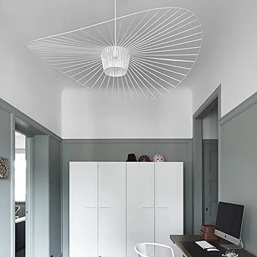 GLZXMQBP Lustre Vertigo Suspension Blanc 120 cm, Rétro Salon Lampe Suspension Vertigo Lustre Fibre De Verre + Polyuréthane De Chapeau Design, Hauteur De La Lumière Réglable E27 (Blanc, 120 cm)