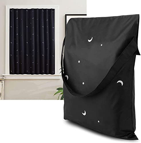 Caecus Travel (Moon & Stars) Blackout Blinds (130cmx200cm) Black