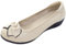 Jamron Women Genuine Leather Comfort Shoes Soft Sole Ballerinas Low Wedge Heel Slippers Beige SN070358 UK7