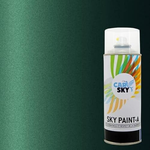 CARSKY Bombe peinture carrosserie compatible avec Renault VERT ANGLAIS MET 963 et vernis brillant -> 2 aérosols 400ml