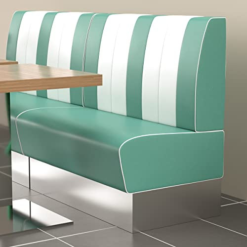 GGMMÖBEL American 3 | Dinerbank | B:H 140 x 103 cm | Gestreift | Türkis | Leder | American Diner Möbel, American Dinerbank