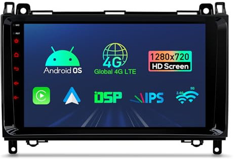XTRONS 9 Zoll Android 14 Autoradio Octa Core 2GB 32GB Eingebautes 4G DSP WiFi Bluetooth 5.0 GPS-Navigation 1280 * 720 HD IPS-Bildschirm Optionaler DAB+ DVR TPMS OBD für Mercedes Benz W245