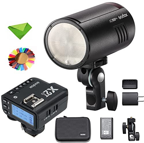 Godox Flash Ad100Pro Ad100 Pro W/X2T-O Flash Trigger, 100Ws 2.4G 1/8000 Hss, 0.01-1.5S Recycling, 360 Full Power Flashes, 2600Mah Battery, Support Ttl/M/Multi-Functions Strobe Light Photography