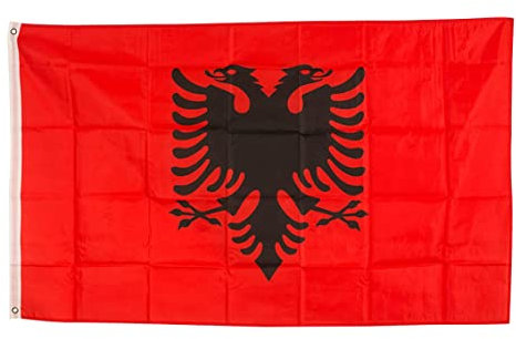 Liummrcy Nationalflagge Banner, 90x150 cm albanische Flagge Bundesflagge und Landgartenflagge Nationaler Schlafsaal Hängende Polyester Banner Albanische Flagge, Bundes- und Landflagge, National Flag