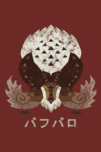 Monster Hunter World Iceborne Banbaro Kanji Icon: Minimalist Composition Book | 100 pages | 6 x 9 | Collage Lined Pages | Journal | Diary | For ... School, College, University, School Supplies
