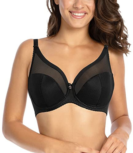 GAIA Büstenhalter Sonia Semi-Soft – Halbverstärkter BH – Mittelhoch bedeckender BH – Ohne seitliche Bügel – Starke Unterstützung – Büstenhalter mit Bügeln - Schwarz F85