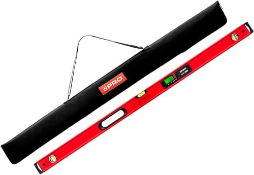 PRO900 Digitale Wasserwaage 120cm mit 2 LCD Displays und Abdeckung - Elektronische Wasserwaage mit Messwertspeicher für bis zu 19 Ergebnisse Schutzart IP65 - Farbe Rot