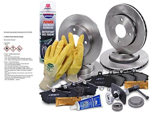 ATEC Germany Bremsenset inkl. Bremsscheiben Vorne Ø 256 mm Belüftet + Hinten Ø 250 mm Voll + Bremsbeläge Vorne & Hinten Kompatibel mit MITSUBISHI COLT VI (Z3_A, Z2_A), SMART FORFOUR (454)
