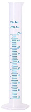 KOMUNJ 1 Piece Transparent Blue Line Measuring Graduated Cylinder Science Measuring Lab Heavy Wall Graduated Cylinder Measuring Cylinder, 100 ml