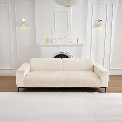 Weiche Chenille Rutschfest Sofa überzug 2 3 4 Sitzer (Beige Weiß, 70x150cm) | Couch überzug Waschbar, Sofa Cover für Sektionssofa, Hund Sofabezug, Sofa überzug L Form, Ledersofaschoner für das Wohnzimmer