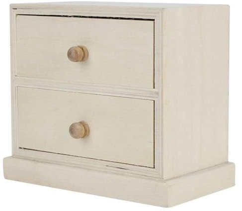 Desk Organizer, Small Wood Desktop Storage Cabinet Natural Wooden Desktop Organizer with 2 Drawers Desk Storage Box for Office Supplies