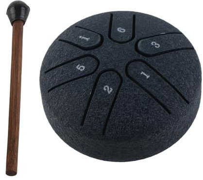 Tongue Drum 6 Noten Handpan-Trommel Zungentrommel aus Kohlenstoffstahl Mini Sorgenfreies Trommel-Percussion-Instrument mit Trommelstock für Anfänger (Navy blau)