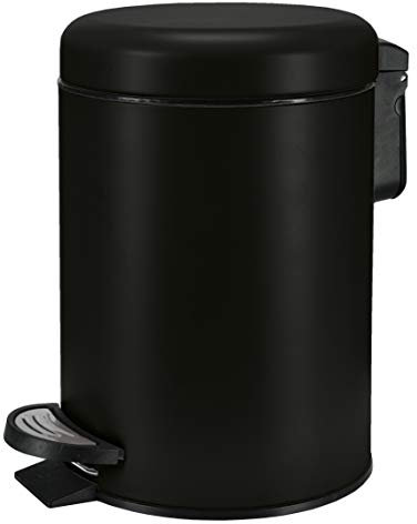 Poubelle de Salle de Bain, Couleur Noire, matériau : Acier Inoxydable/PP, Taille : Seau 3 litres 16,8 cm x 25 cm